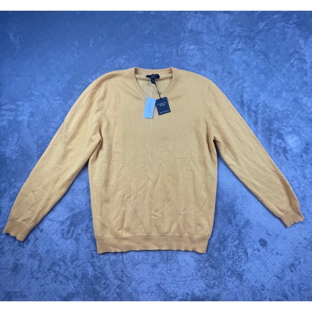 Club Room‎ Luxury Mens 100% Cashmere V-Neck Sweater Harvest Yellow Large READ